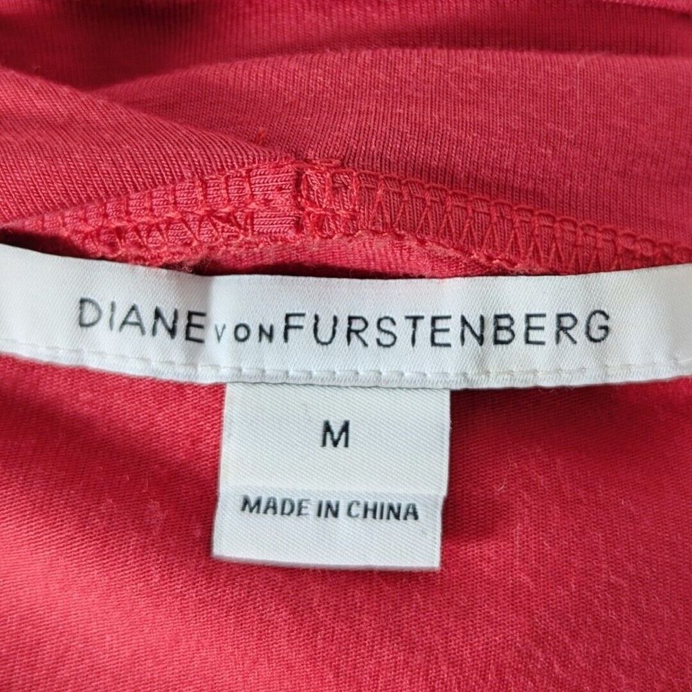 Diane Von Furstenberg Dress M Bentley Three Quarters Red Ruched 3/4 Sleeve View 3